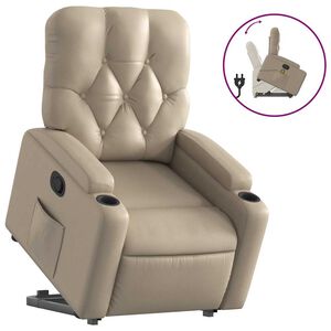 vidaXL Poltrona Alzapersona Reclinabile Cappuccino in Similpelle
