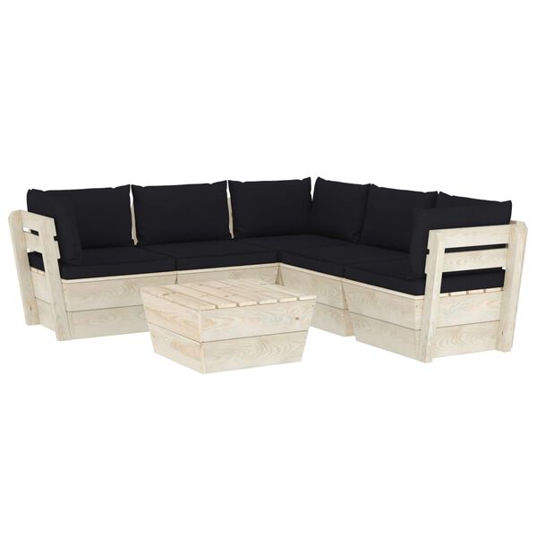 vidaXL Set Divani da Giardino su Pallet 6 pz con Cuscini Legno Abete