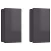 vidaXL Mobili TV 2pz Grigio Lucido 30,5x30x60 cm Legno Multistrato