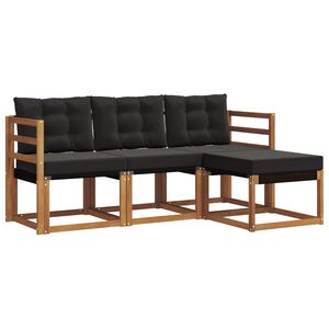vidaXL Set di divani da esterno 4 pz Naturale e Nero
