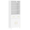 vidaXL Credenza Bianca 69,5x34x180 cm in Legno Multistrato
