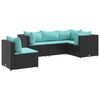 vidaXL Set Divani da Giardino 5 pz con Cuscini Nero in Polyrattan