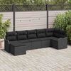 vidaXL Set Divano da Giardino con cuscino 7 pcs Nero Poly Rattan