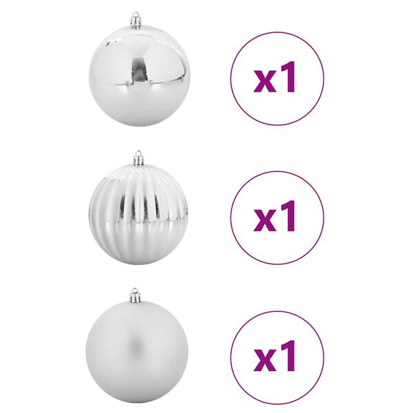 vidaXL Set di Palle di Natale 3 pcs Argento Plastica