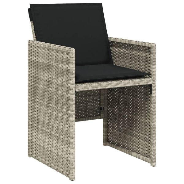 vidaXL Set Pranzo Giardino 11pz con Cuscini Grigio Chiaro Polyrattan