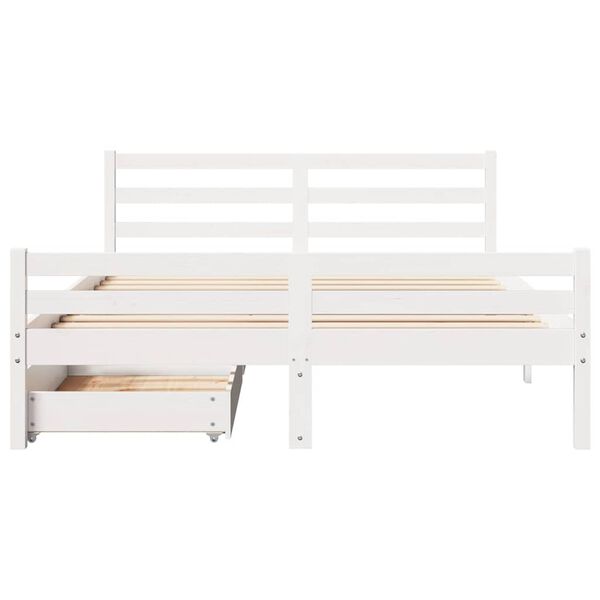 vidaXL Letto senza Materasso Bianco 160x200 cm Legno Massello di Pino