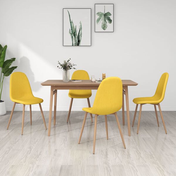 vidaXL Sedie da Pranzo 4 pz Giallo Senape in Tessuto