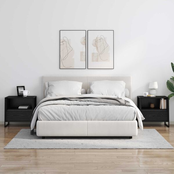 vidaXL Comodino Rovere Nero 50 x 39,5 x 50 cm Legno multistrato