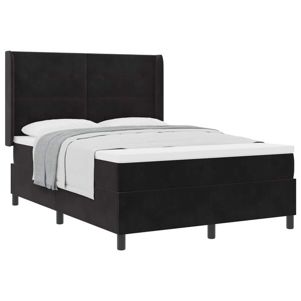 vidaXL Letto a molle con materasso Nero 140 x 190 cm Velluto