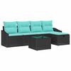 vidaXL Set di divani con cuscino 6 pcs Nero polyrattan