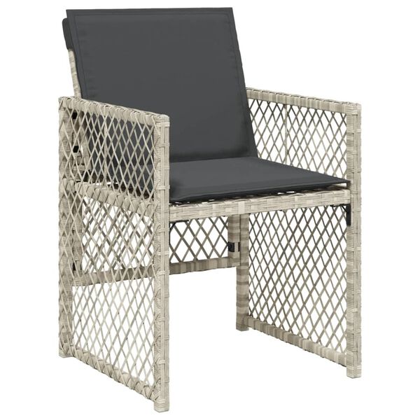 vidaXL Set Pranzo da Giardino 5pz con Cuscini Grigio Chiaro Polyrattan