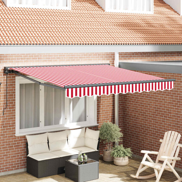 vidaXL Tenda Retrattile Rosso e Bianco 350 x 250 cm