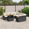 vidaXL Set Divani da Giardino 9 pz con Cuscini Nero in Polyrattan
