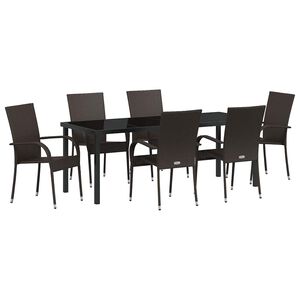 vidaXL Set da Pranzo per Giardino 7 pcs Marrone