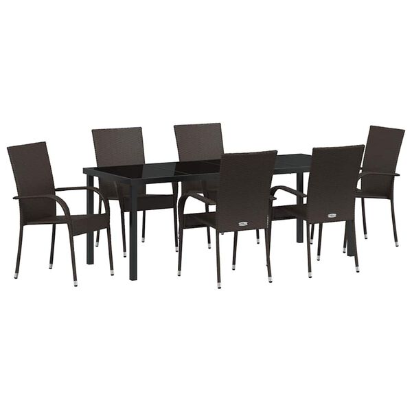 vidaXL Set da Pranzo per Giardino 7 pcs Marrone