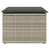 vidaXL Sgabello Giardino e Cuscino Grigio Chiaro 55x55x37cm Polyrattan