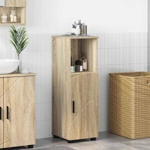 vidaXL Mobile da Bagno con archiviazione Rovere Sonoma 30 x 35 x 95 cm