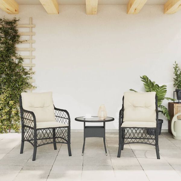 vidaXL Sedie da Giardino con Cuscini 2 pz Nere in Polyrattan