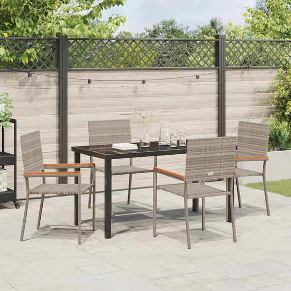 vidaXL Set da Pranzo per Giardino con cuscino 5 pcs Grigio polyrattan