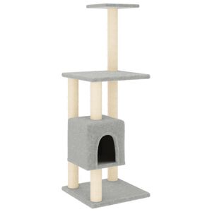 vidaXL Albero per Gatti con Tiragraffi in Sisal Grigio Chiaro 104 cm