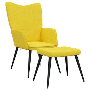 vidaXL Sedia Relax con Sgabello Giallo Senape in Tessuto