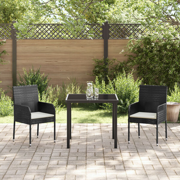 vidaXL Set da Pranzo per Giardino con cuscino 9 pcs Nero polyrattan