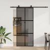 vidaXL Porta Scorrevole Set Ferramenta Nera 90x205 cm Vetro Temperato