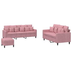 vidaXL Set di Divani 3 pz con Cuscini rosa in Velluto