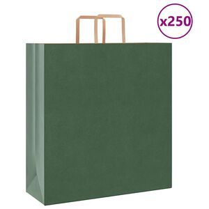 vidaXL Sacchetti di Carta 250 pz con Manici Verdi 45x17x48 cm