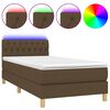 vidaXL Letto a Molle Materasso e LED Marrone Scuro 90x190cm in Tessuto