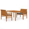 vidaXL Set da Pranzo per Esterni 3pz con Cuscini Legno Massello Acacia
