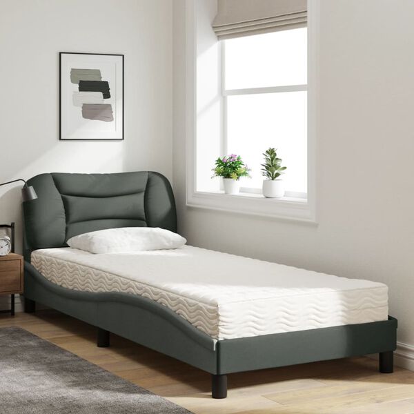 vidaXL Letto con Materasso Hvar Grigio Scuro 80x200 cm in Tessuto