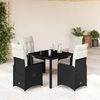vidaXL Set Bistr&ograve; da Giardino 5 pz con Cuscini in Polyrattan Nero
