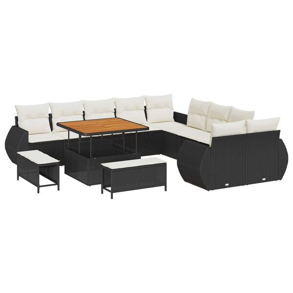 vidaXL Set Divano da Giardino 13 pcs Nero polyrattan
