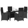 vidaXL Set da Pranzo per Giardino con cuscino 5 pcs Nero polyrattan