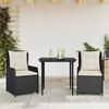 vidaXL Set da Pranzo da Giardino 3 pz con Cuscini Nero in Polyrattan