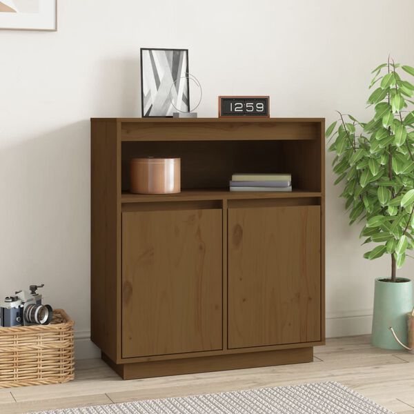 vidaXL Credenza ambra 70x34x80 cm in Legno Massello di Pino