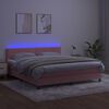vidaXL Letto a Molle con Materasso e LED Rosa 180x200 cm in Velluto