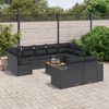 vidaXL Set Divani da Giardino 10pz con Cuscini in Polyrattan Nero