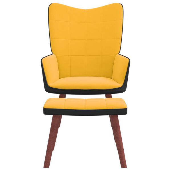 vidaXL Poltrona Relax con Poggiapiedi Giallo Senape in Velluto e PVC