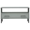 vidaXL Tavolino Gambe Metallo Grigio 85x50x45 cm Legno Massello OSLO