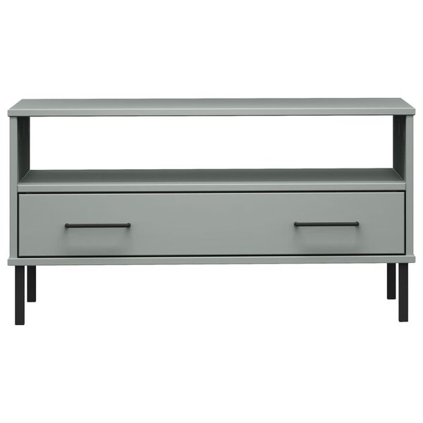 vidaXL Tavolino Gambe Metallo Grigio 85x50x45 cm Legno Massello OSLO