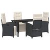 vidaXL Set da Pranzo per Giardino 5 pz Nero polyrattan