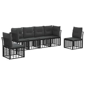 vidaXL Set di divani da esterno Nero Poliestere