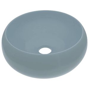 vidaXL Lavandino Lusso Rotondo Azzurro Opaco 40x15 cm in Ceramica