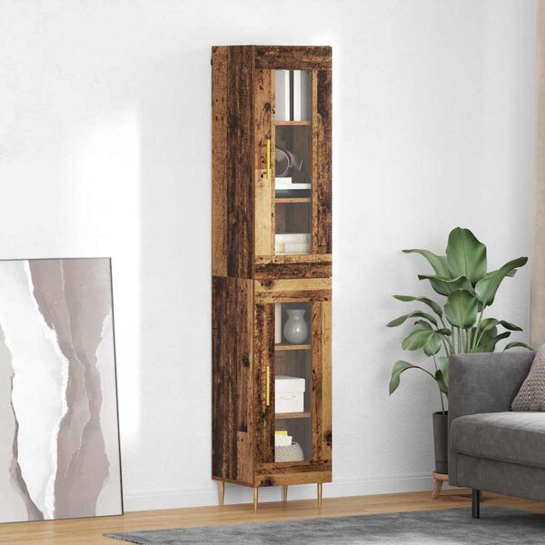 vidaXL Credenza 2 pcs Legno vecchio Vetro