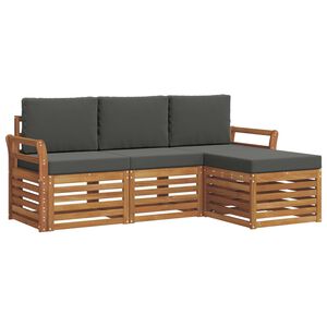 vidaXL Set di divani da esterno 4 pz Naturale e Antracite