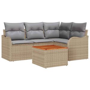 vidaXL Set Divano da Giardino con cuscino 5 pcs Beige polyrattan