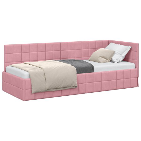 vidaXL Cornice del letto ad angolo Rosa 80 cm x 200 cm Velluto