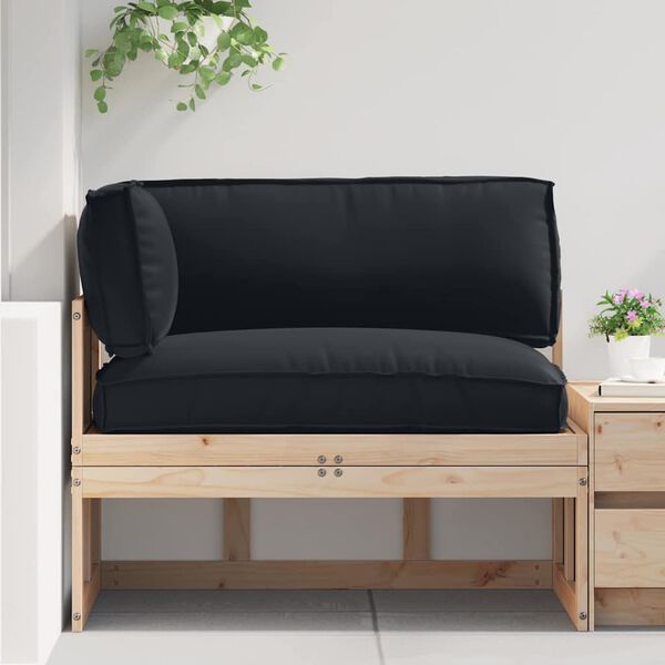 vidaXL Set di Cuscini per Pallet 3 pcs Nero Tessuto Oxford